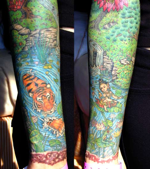 Off the Map Tattoo Tattoos Religious Color Sleeves