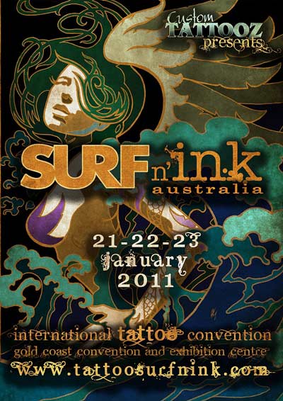  traveling to the Surf N Ink tattoo convention in Gold Coast Australia.