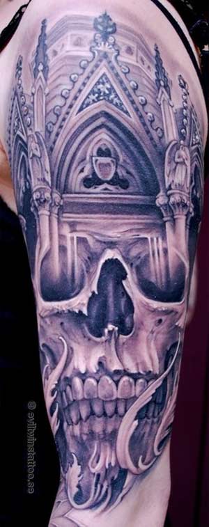 skull half sleeve tattoo
