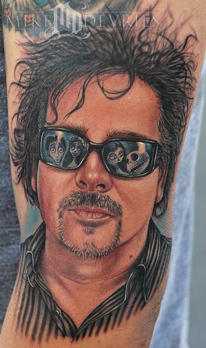 Tattoo of the day goes to Mike Devries for this Tim Burton tattoo.