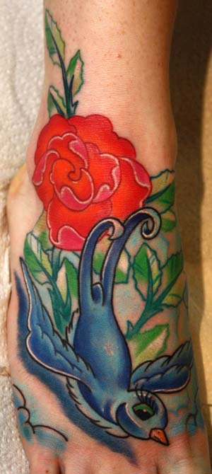 bird flower tattoo