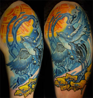 bluebird sleeve tattoo