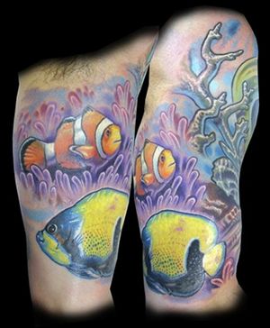 coral and fish tattoo