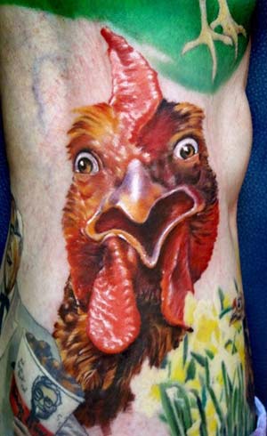 crazy chicken tattoo