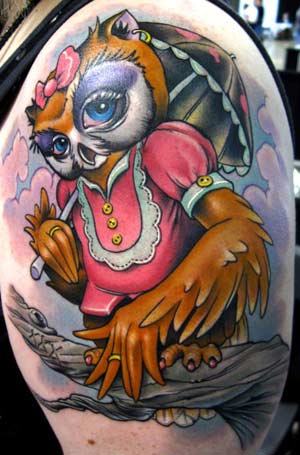 Girly owl tattoo