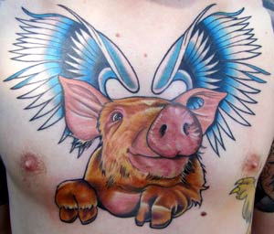 flying pig tattoo