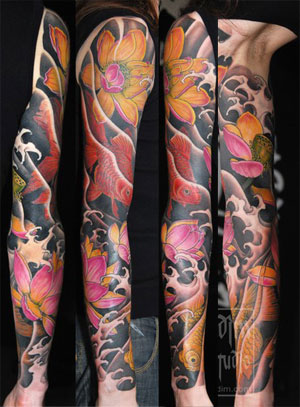 koi lotus japanese tattoo sleeve