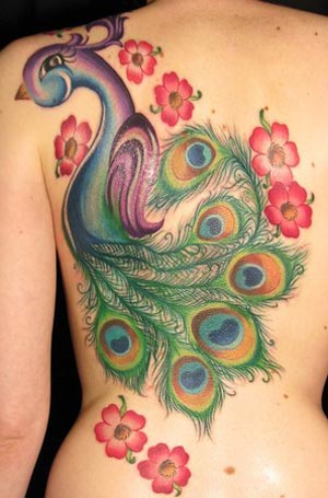 peacock back tattoo