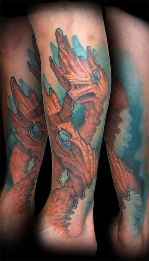tree leg sleeve tattoo