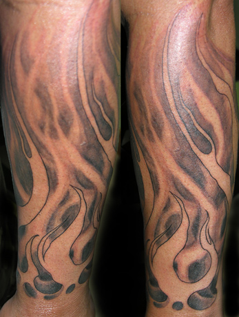 tattoo arm flames