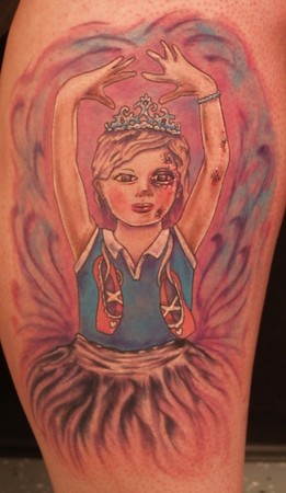 Johnny Love - Ballerina with pointe ballet slippers and rugby polo shirt tattoo