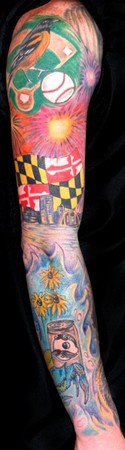 Johnny Love - Charm City Baltimore Sleeve Tattoo Outside View