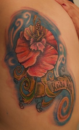 Johnny Love - Swirly Hibiscus Style Flower Tattoo