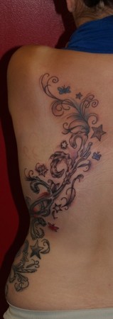 Johnny Love - Filigree Swirly Design and Stars and Butterflies Tattoo