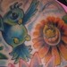 Tattoos - Bird landing on flower with cute bee tattoo - 37935