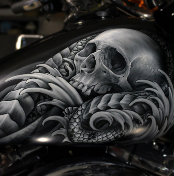 black harley airbrush skulls