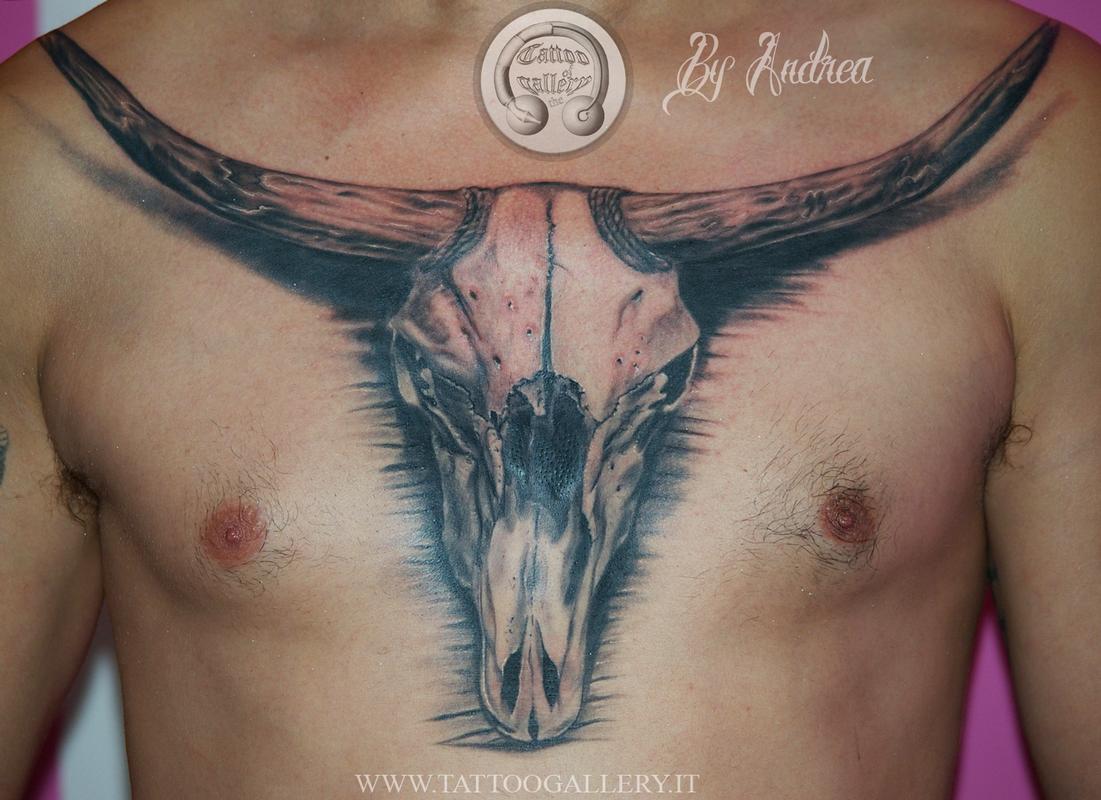 The Gallery Of Tattoo : Tattoos : Body Part Chest Tattoos for Men : bull  skull