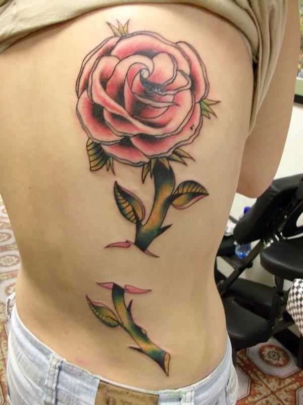 rose on ribs : Tattoos
