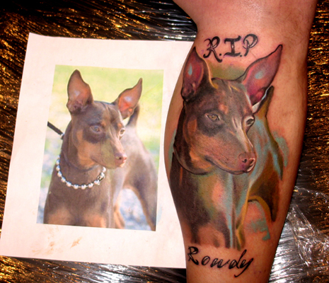 dog tattoo, artist not listed