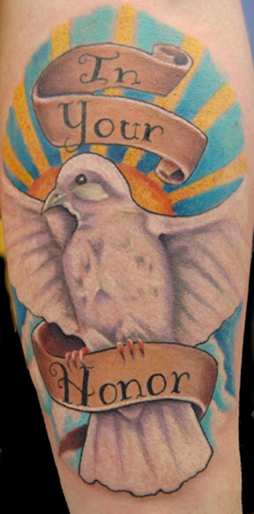 dove. Artist: Trent Edwards - (email) Placement: Arm Comments: custom tattoo 