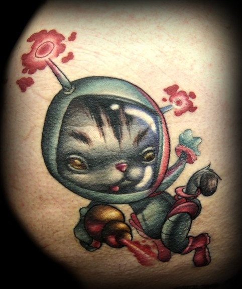 manly tattoos. Kelly Doty - Space Kitty tattoo. Large Image Leave Comment