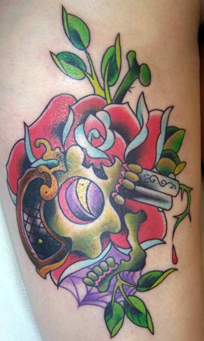Keyword Galleries Traditional American Tattoos Skull Tattoos Flower Rose 