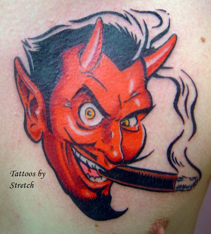 angel devil tattoos. cartoon devil tattoos.