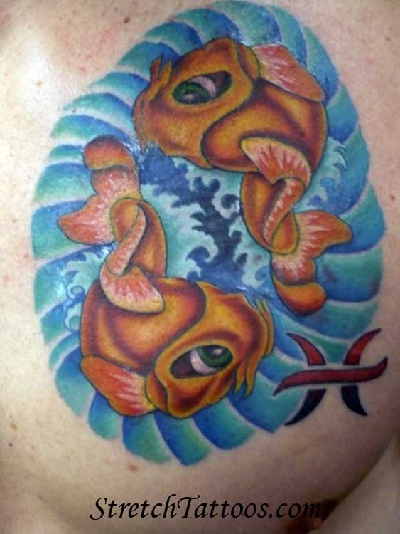 Pisces Tattoo Symbol With Full Color