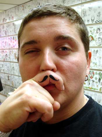 Looking For Unique Alex Sherker Tattoos Moustache HIPSTER CRIME BEAT FINGER