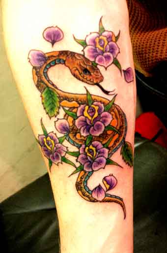Looking for unique Traditional American tattoos Tattoos Snake and Flowers