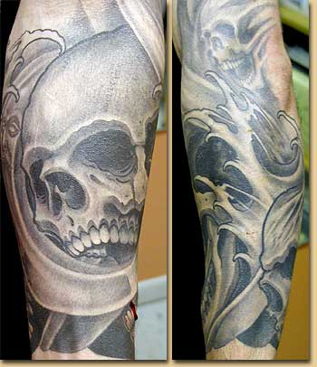Looking for unique Black and Gray tattoos Tattoos Skull Half Sleeve
