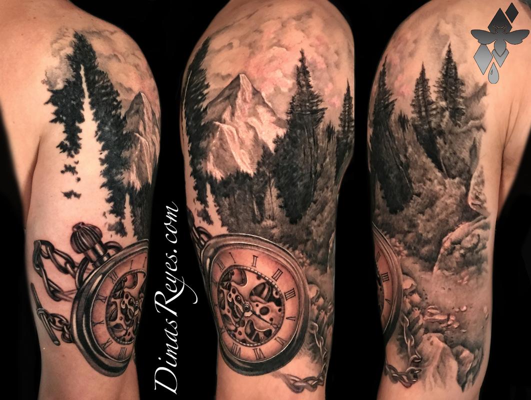 pocket watch tattoo designs for men