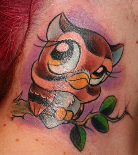 Keyword Galleries: Color Tattoos, Cartoon Tattoos, nature animal owl Tattoos