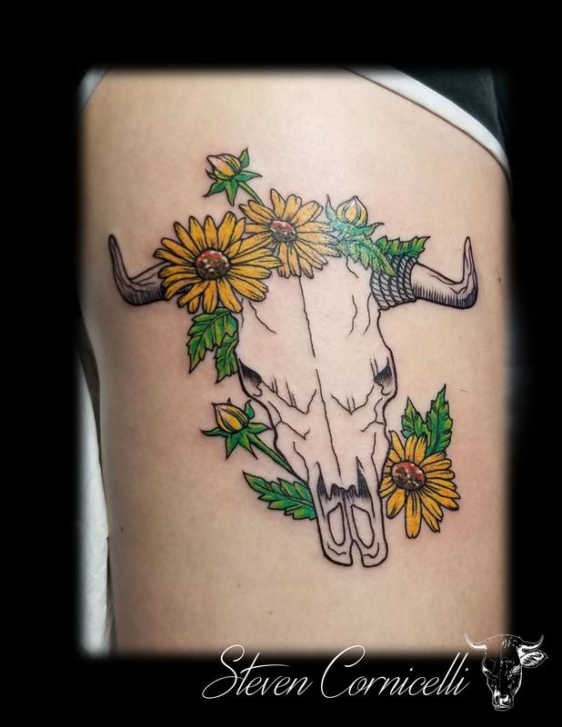 Forbidden Images Tattoo Art Studio : Tattoos : Flower : skulls and flowers
