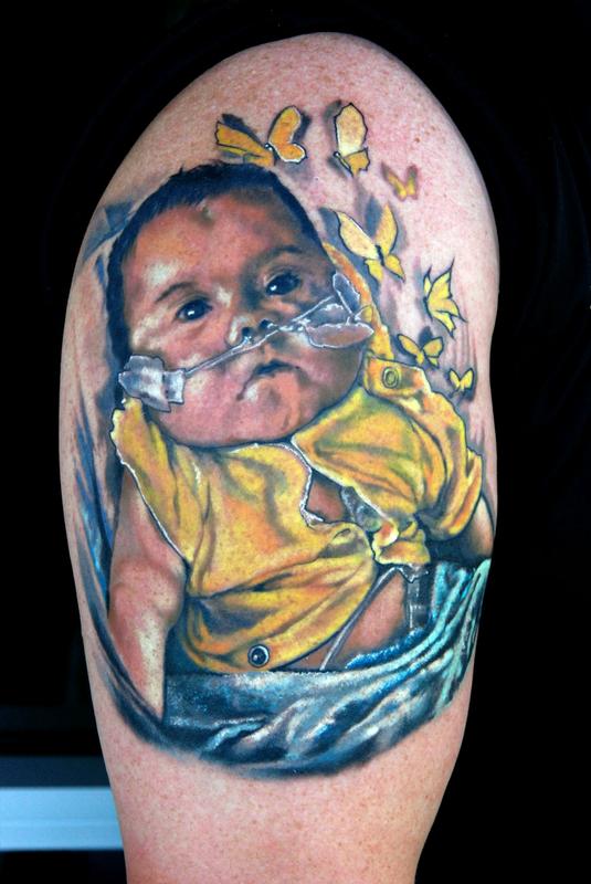 Forbidden Images Tattoo Art Studio : Tattoos : Memorial : Love of Child !