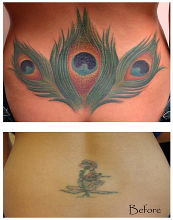 using peacock feathers for a coverup in the third of a series of these 
