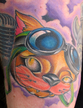 Looking for unique  Justin Weatherholtz Tattoos? Cat and goggles