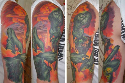 Looking for unique Tom Strom Tattoos?  apocolyptic army guy tattoo