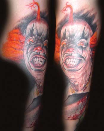 Looking for unique Tom Strom Tattoos?  evil clown tattoo