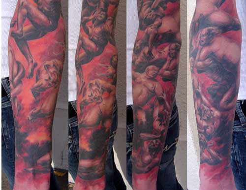 Looking for unique Tom Strom Tattoos?  hellmouth tattoo sleeve