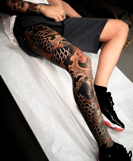 Nature Animal Koi Fish - Japanese Leg Sleeve Koi