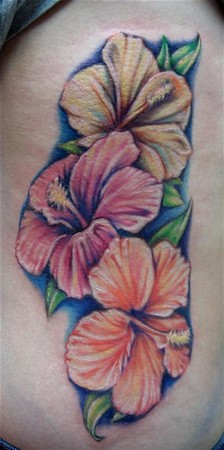Tattooed Heart Studios : Tattoos : Evan Olin : hibiscus flowers